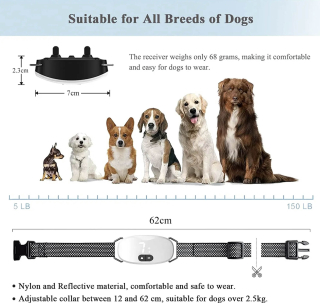 Anti-bark electric collar with sound signal, vibration, electric shock