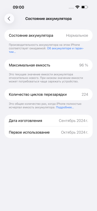 Пользованный Apple iPhone 16 Pro Max с гарантией iDeal до 23.10.2026. Battery Health 96%.