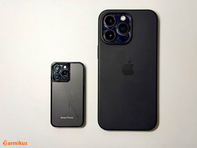 15 Pro Mini viedtālrunis salīdzinājumā ar iPhone